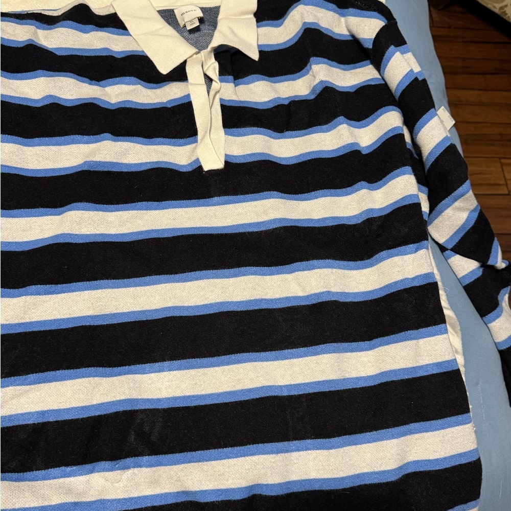 Maeve Black and Blue Striped Dress